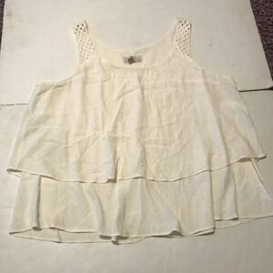 Loft Blouse Size L White Layers Sheer Sleeveless 4028